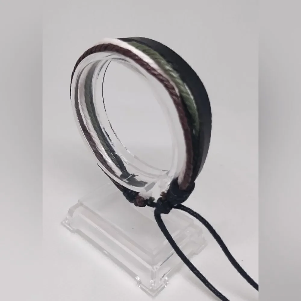 Men's bracelet leather layered d98‎